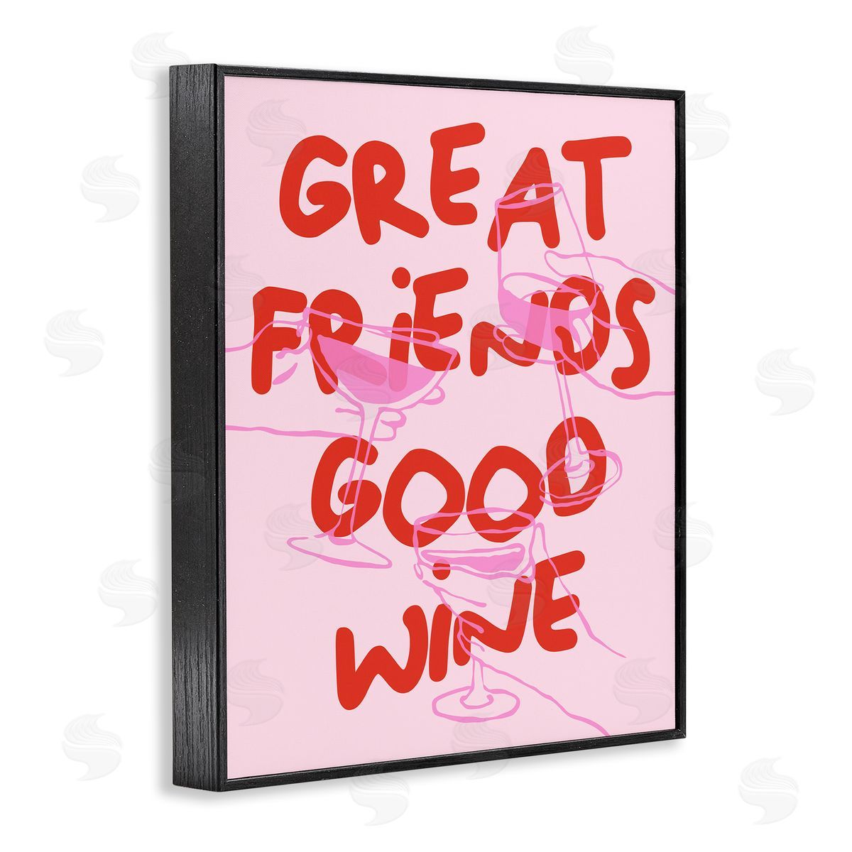 Great Friends Good Wine Black Frame Print Wall Art, Home Decor by House of Lulu