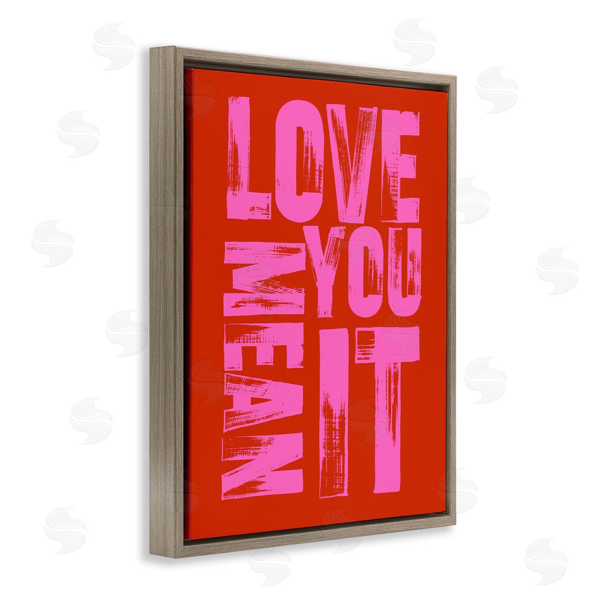 Love You Mean It on Red Brown Floating Frame Canvas Wall Art, Home Decor by House of Lulu