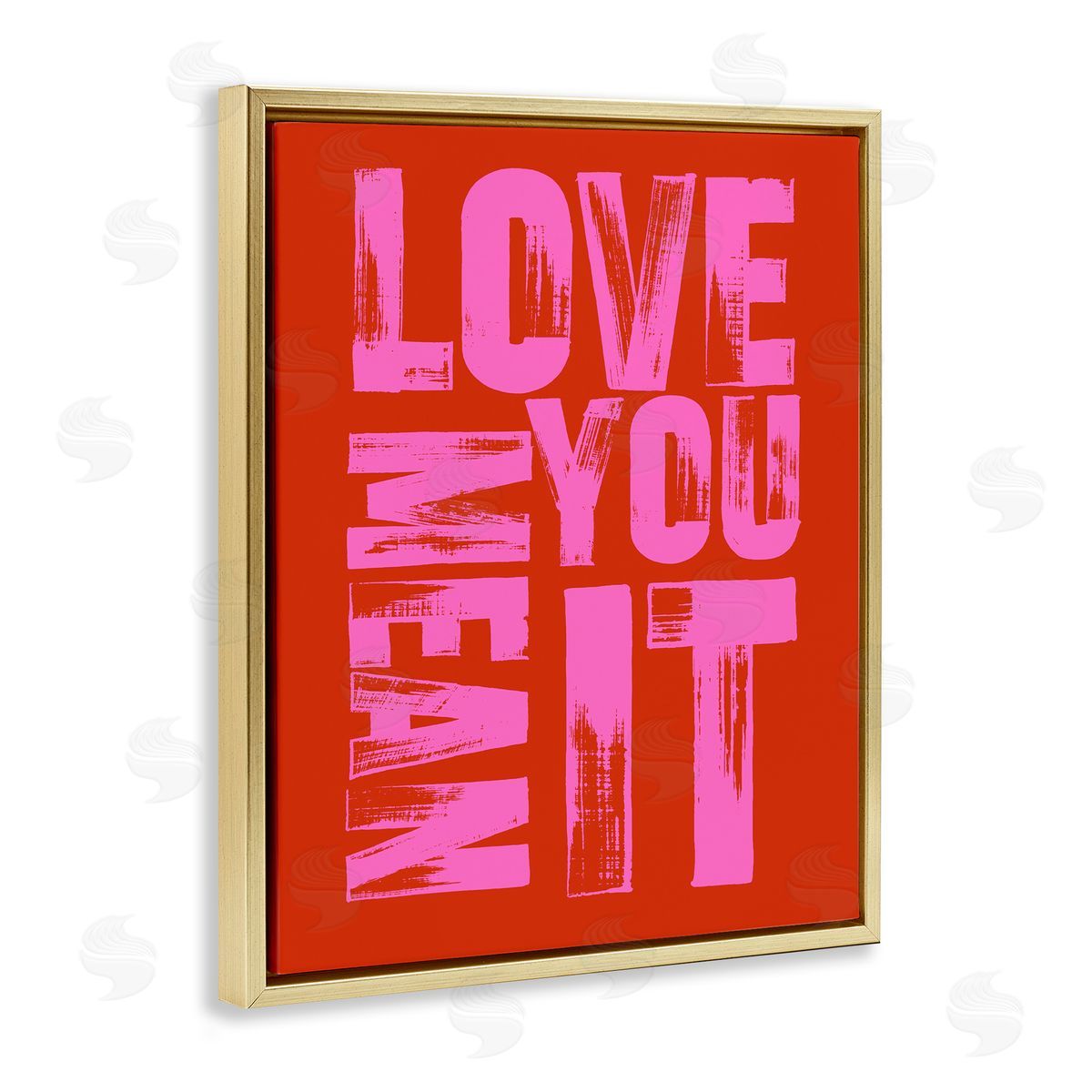 Love You Mean It on Red Gold Floating Frame Canvas Wall Art, Home Decor by House of Lulu