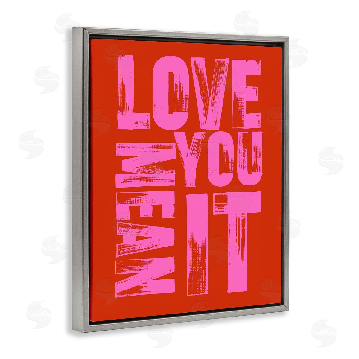Love You Mean It on Red Grey Floating Frame Canvas Wall Art, Home Decor by House of Lulu
