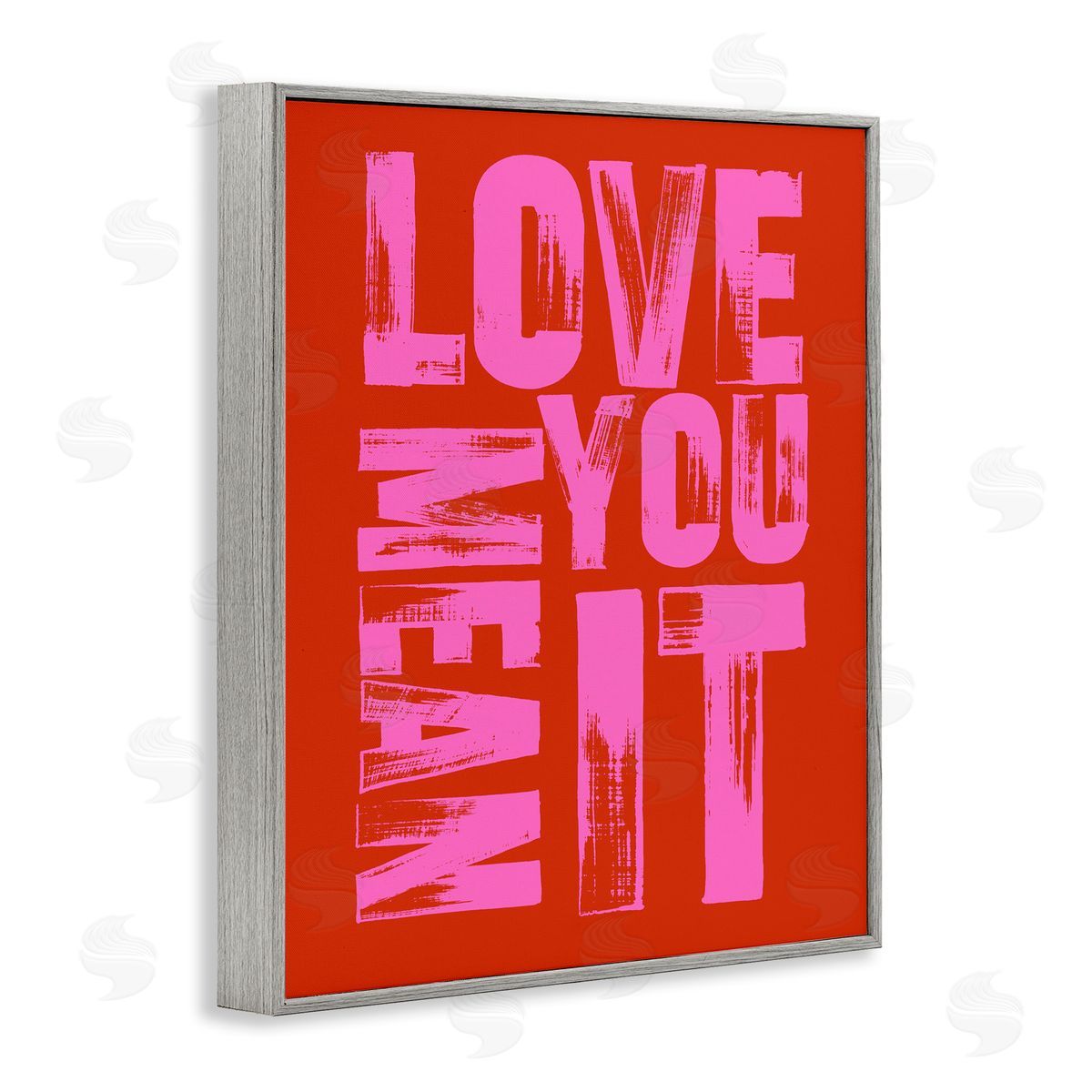 Love You Mean It on Red Grey Frame Print Wall Art, Home Decor by House of Lulu