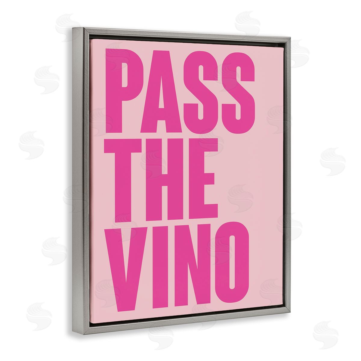 Pass The Vino Pastel Grey Floating Frame Canvas Wall Art, Home Decor by House of Lulu