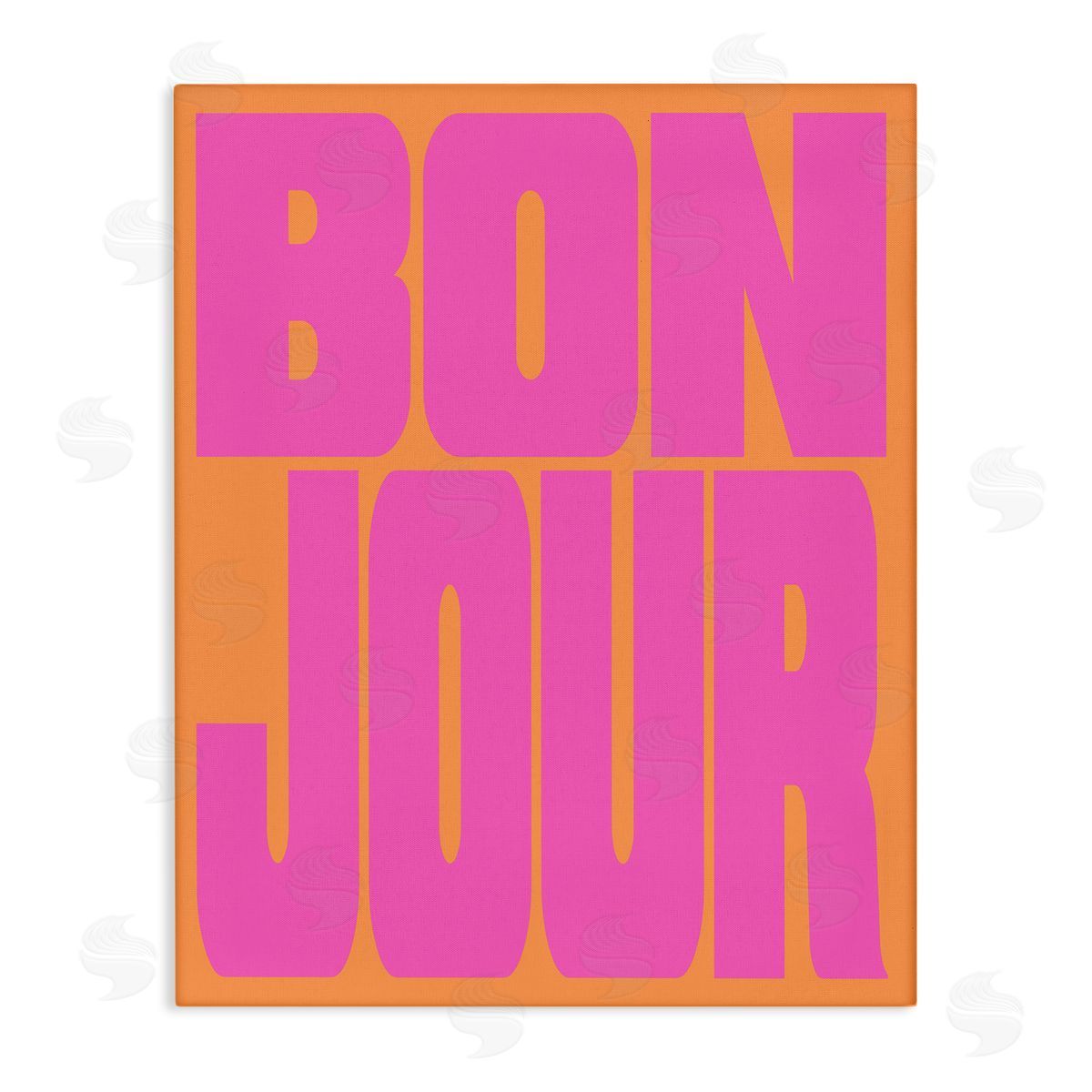 Bonjour Pink & Orange Canvas Wall Art, Home Decor by House of Lulu