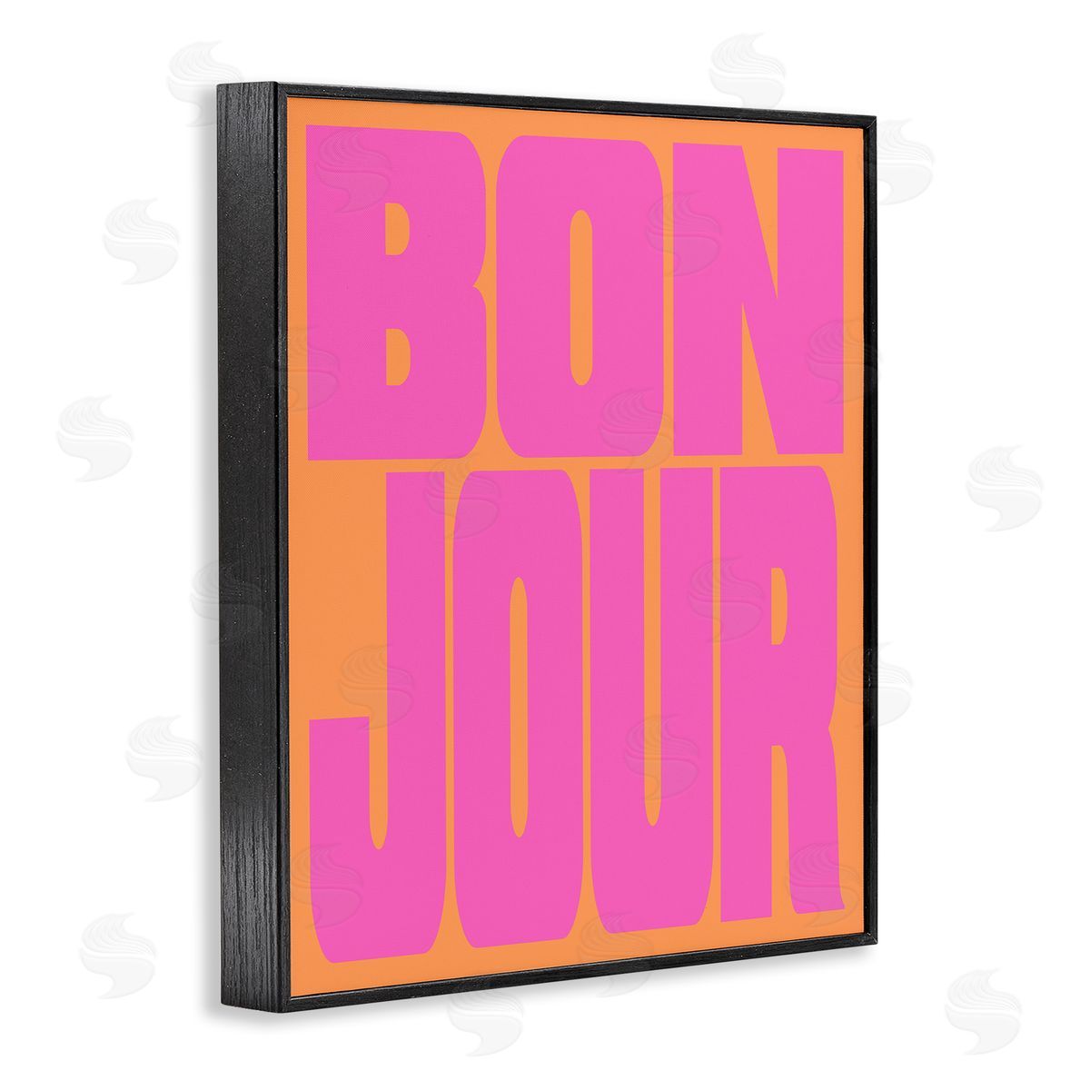 Bonjour Pink & Orange Black Frame Print Wall Art, Home Decor by House of Lulu