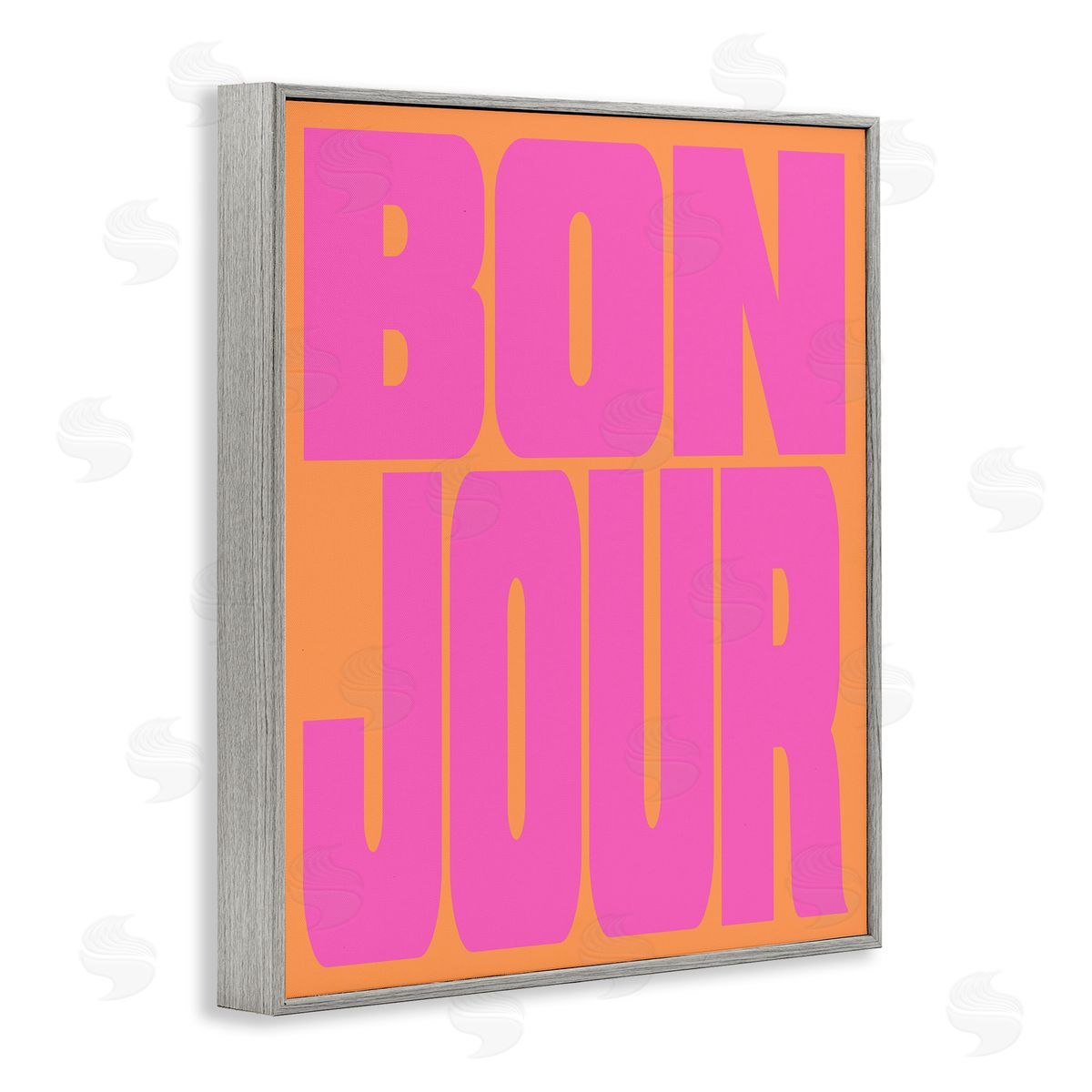 Bonjour Pink & Orange Grey Frame Print Wall Art, Home Decor by House of Lulu