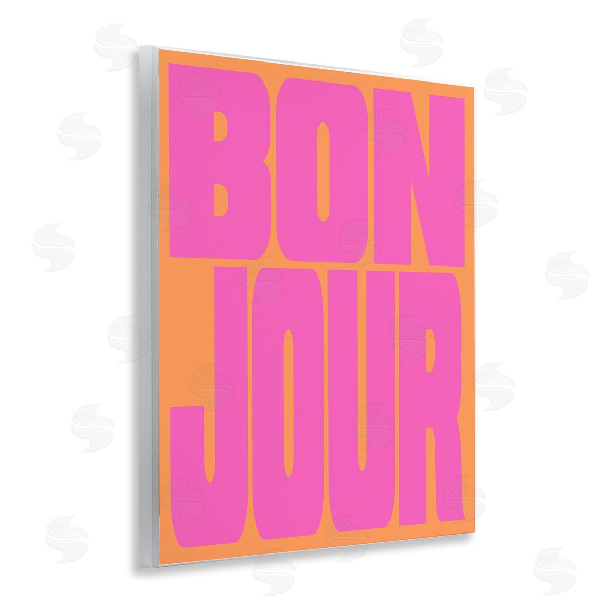 Bonjour Pink & Orange Wood Plaque Wall Art, Home Decor by House of Lulu