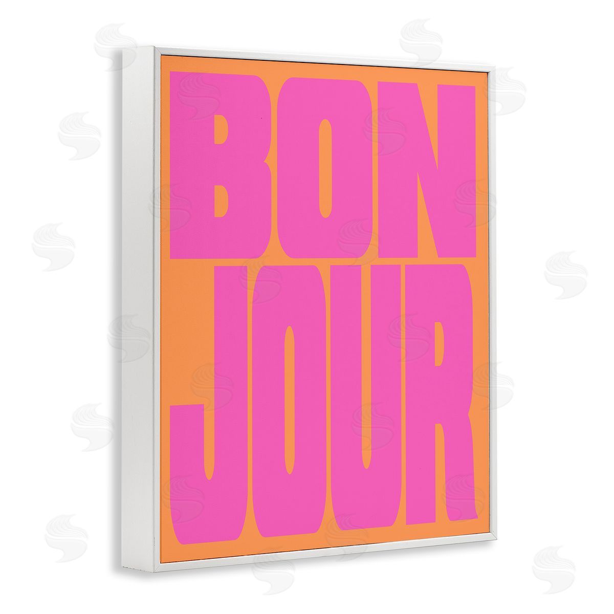 Bonjour Pink & Orange White Frame Print Wall Art, Home Decor by House of Lulu