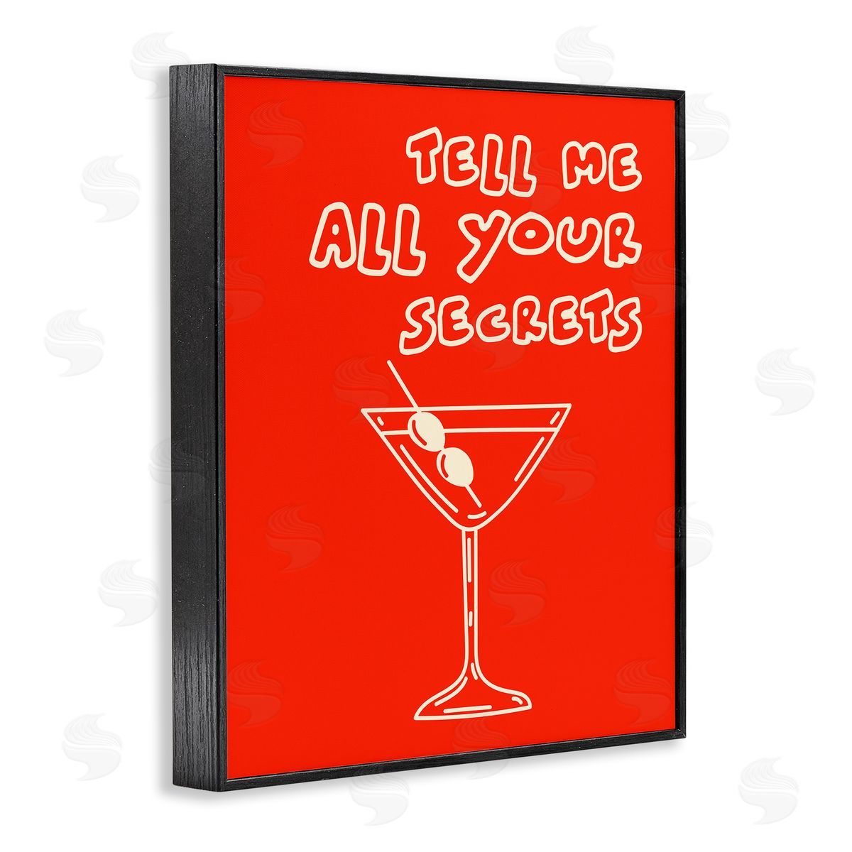 Tell Me Your Secrets Cocktail Black Frame Print Wall Art, Home Decor by House of Lulu