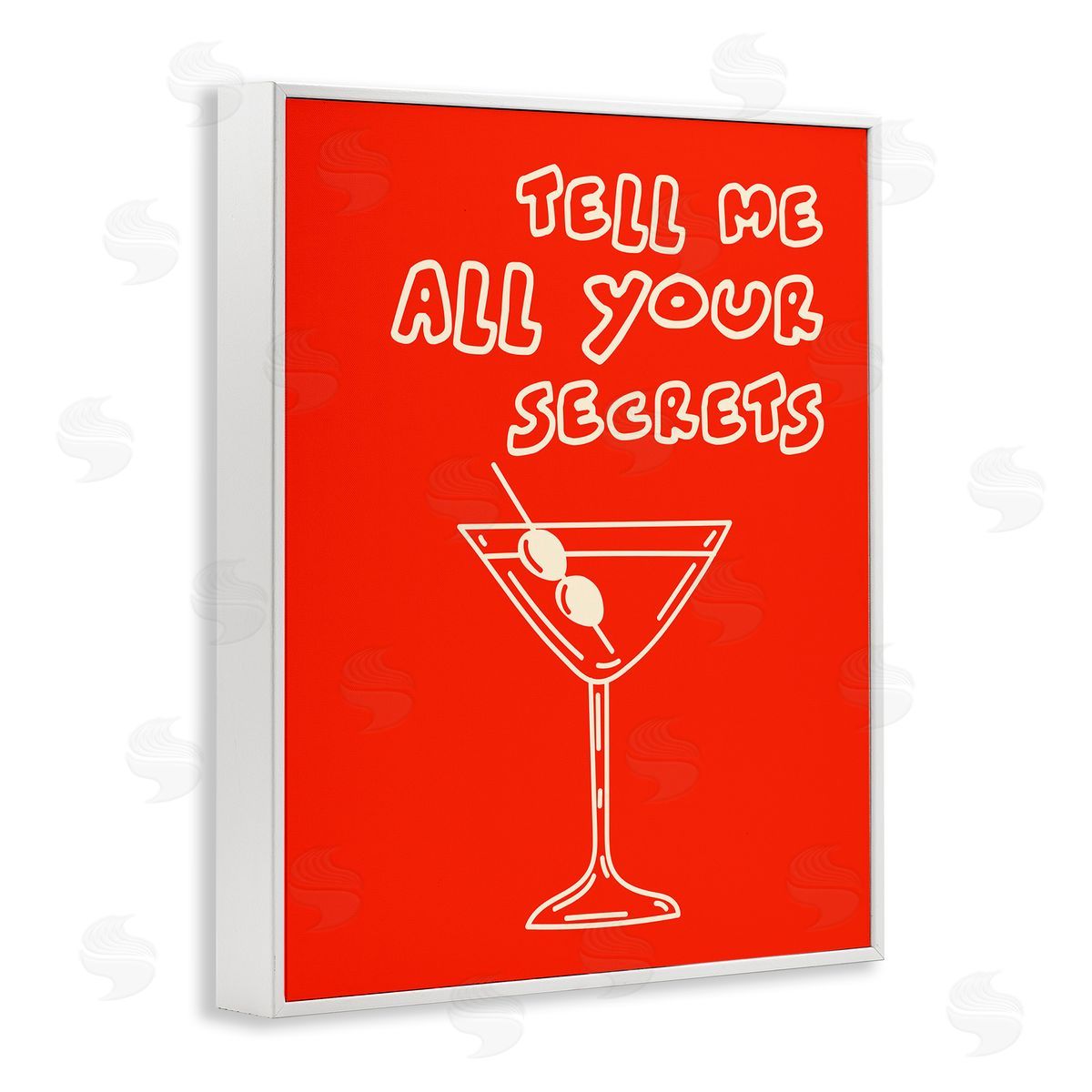 Tell Me Your Secrets Cocktail White Frame Print Wall Art, Home Decor by House of Lulu