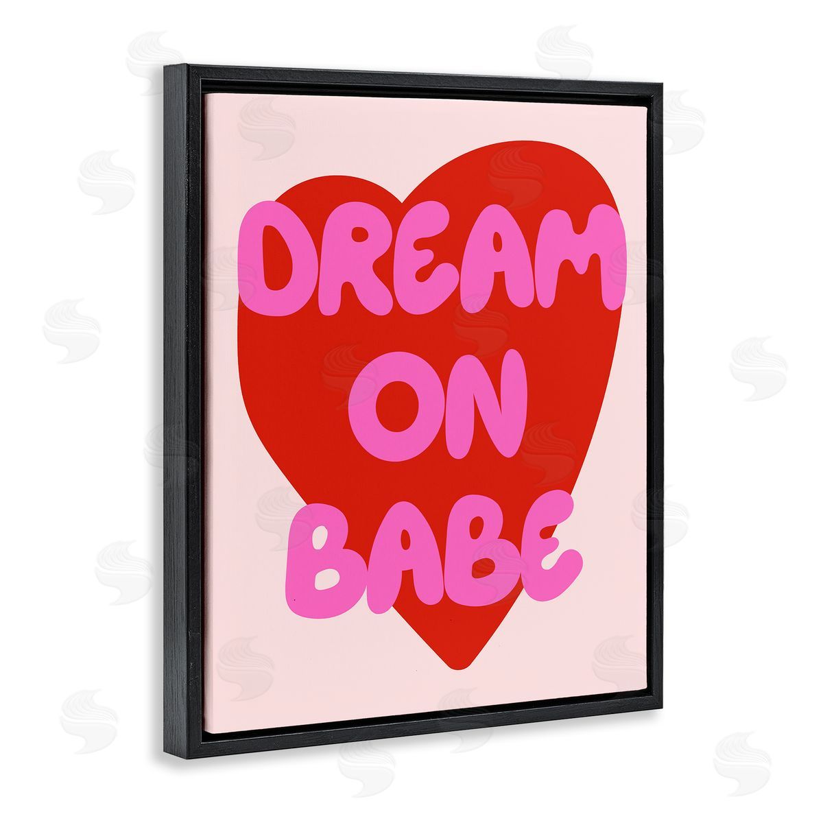 Dream On Babe Red Heart Black Floating Frame Canvas Wall Art, Home Decor by House of Lulu