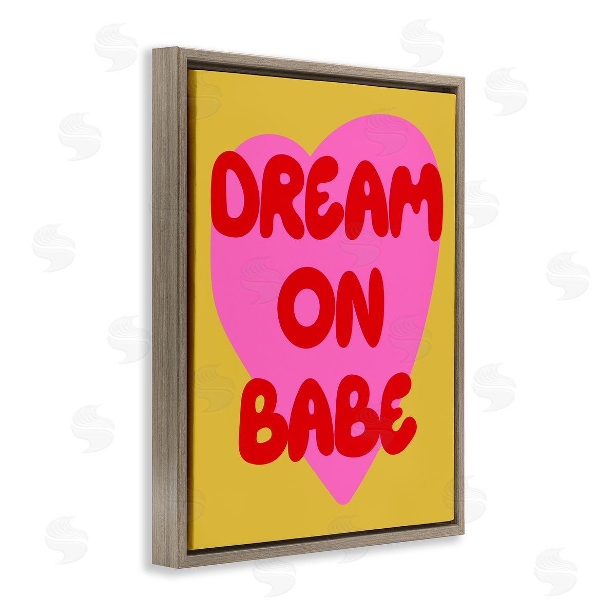 Dream On Babe on Yellow Brown Floating Frame Canvas Wall Art, Home Decor by House of Lulu