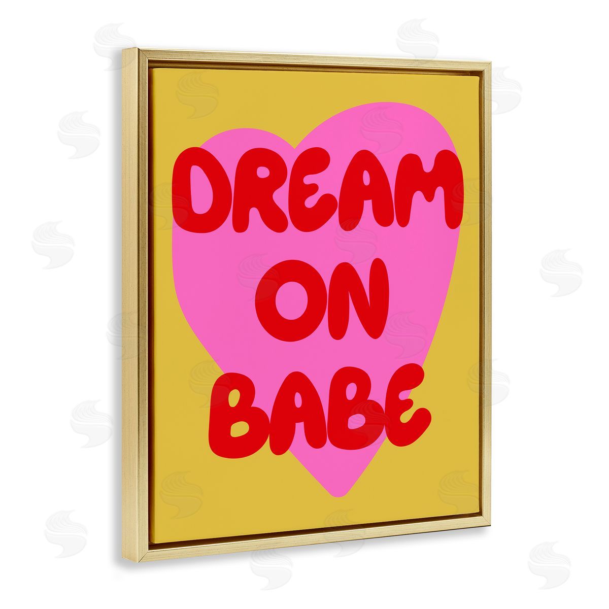 Dream On Babe on Yellow Gold Floating Frame Canvas Wall Art, Home Decor by House of Lulu