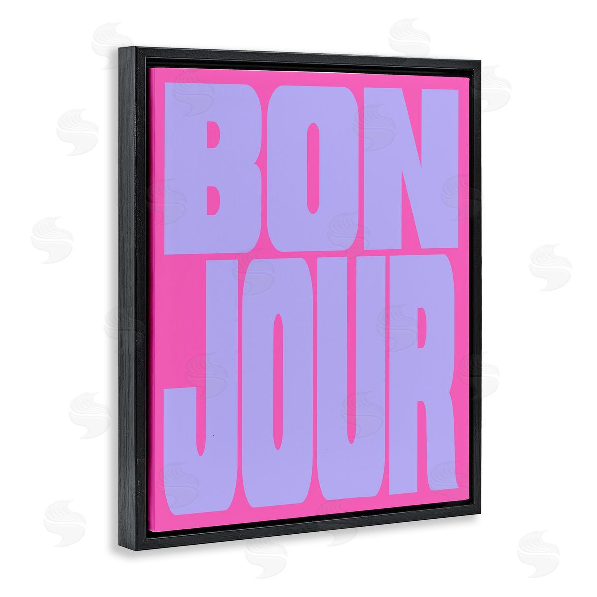 Bonjour Pink & Blue Black Floating Frame Canvas Wall Art, Home Decor by House of Lulu