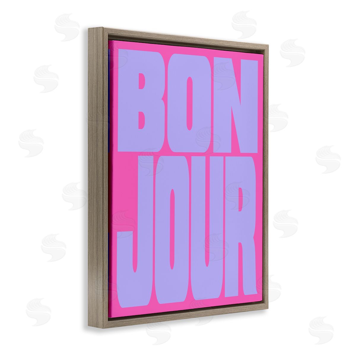 Bonjour Pink & Blue Brown Floating Frame Canvas Wall Art, Home Decor by House of Lulu