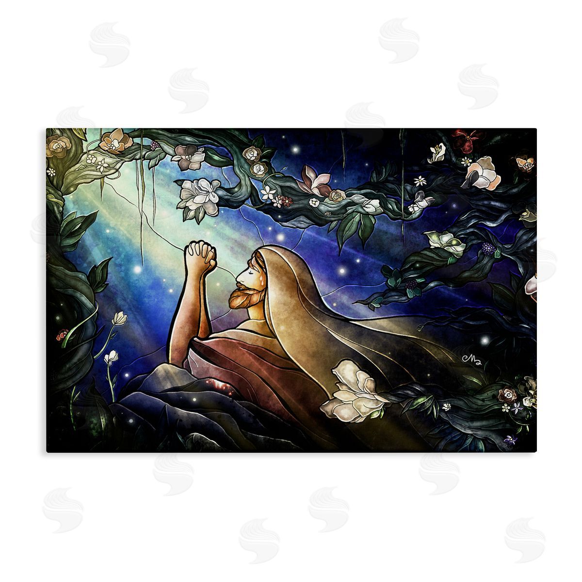 Religious Gethsemane Prayer Canvas Wall Art, Home Decor by Mandie Manzano