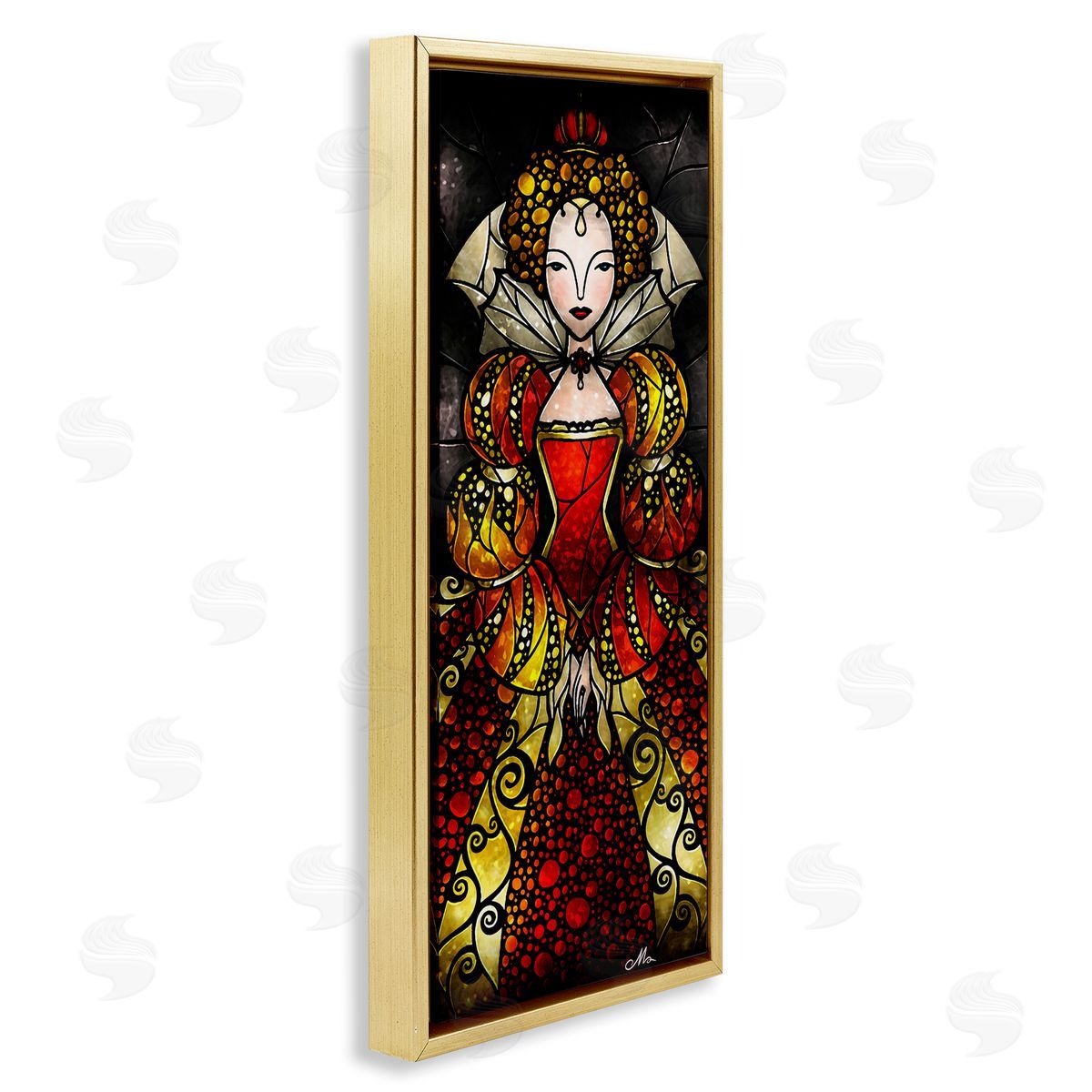Royal Elizabeth I Portrait Gold Floating Frame Canvas Wall Art, Home Decor by Mandie Manzano