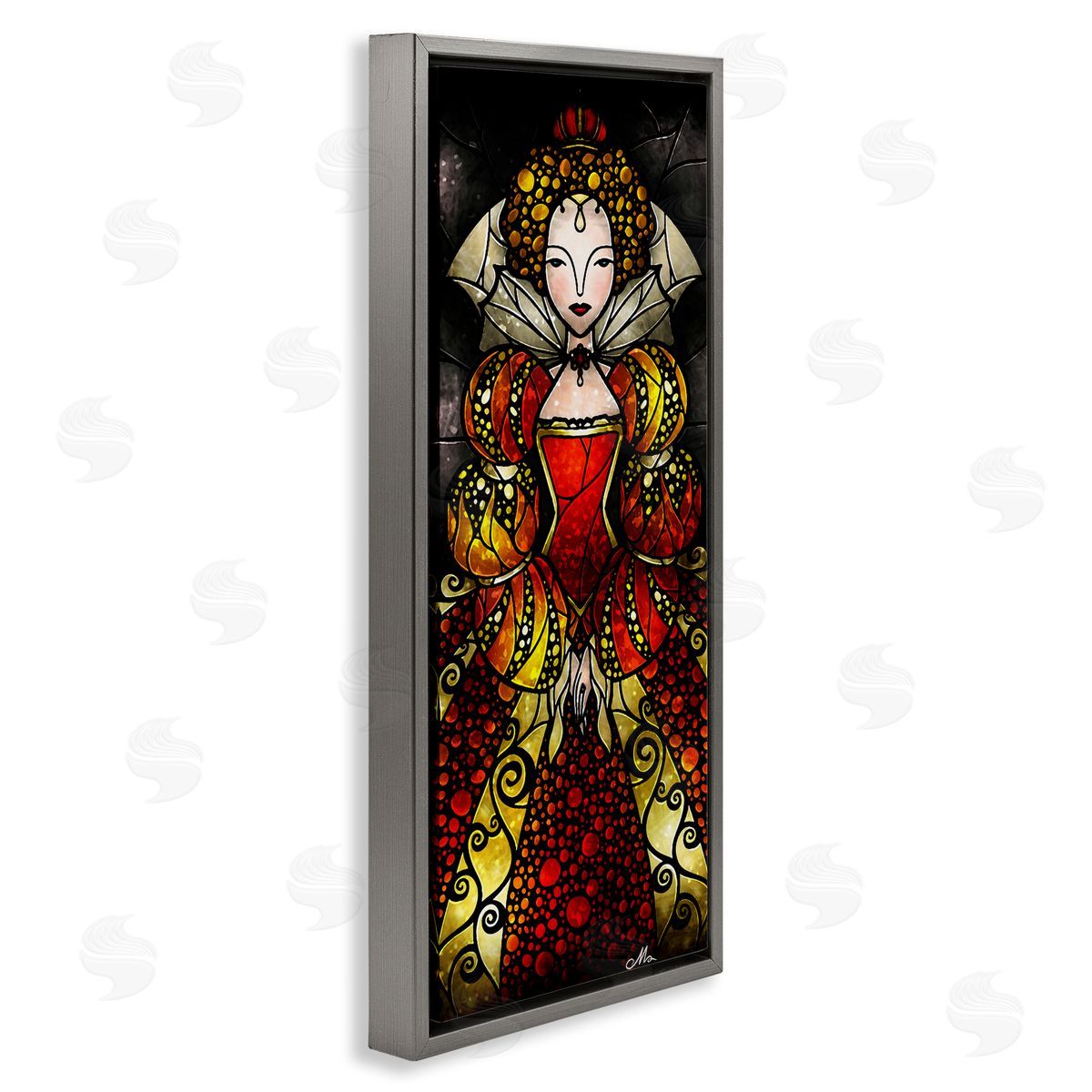 Royal Elizabeth I Portrait Grey Floating Frame Canvas Wall Art, Home Decor by Mandie Manzano