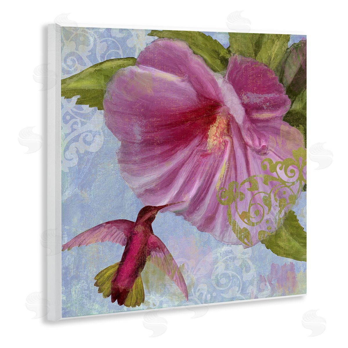 Hummingbird & Purple Poppy Wood Plaque Wall Art, Home Decor by Sasha