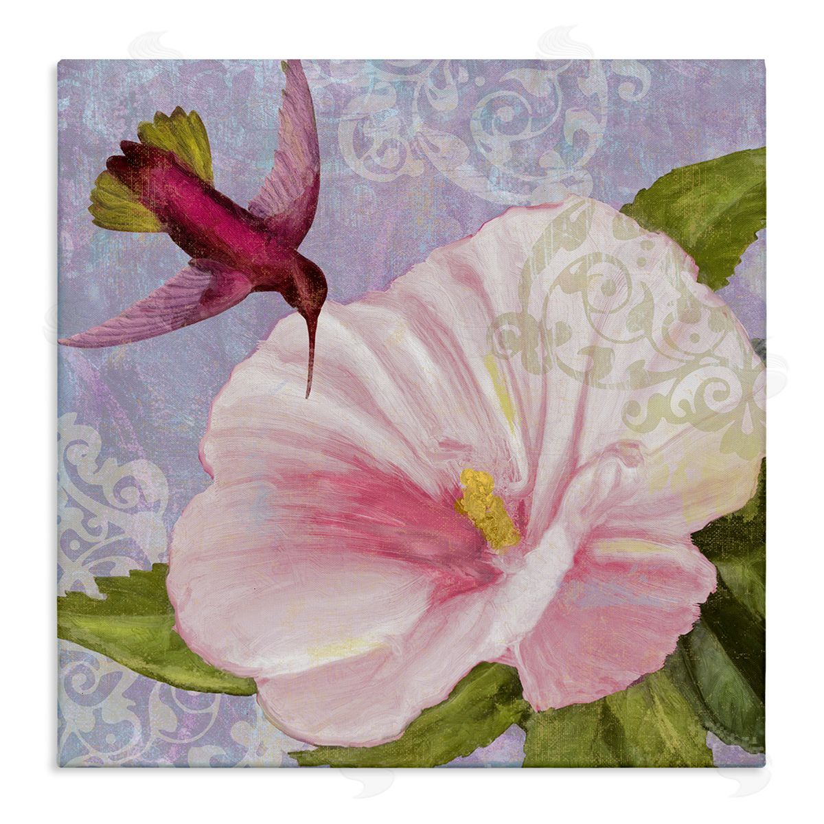 Hummingbird with White Flower Canvas Wall Art, Home Decor by Sasha