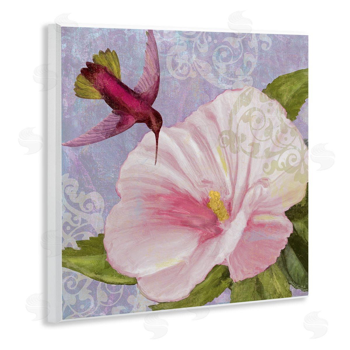 Hummingbird with White Flower Wood Plaque Wall Art, Home Decor by Sasha