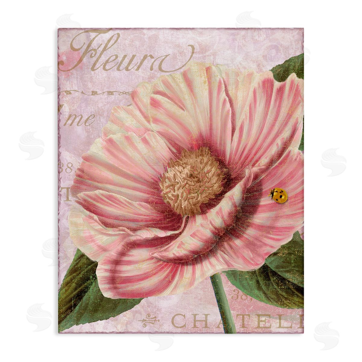 French Flower & Ladybug Canvas Wall Art, Home Decor by Sasha