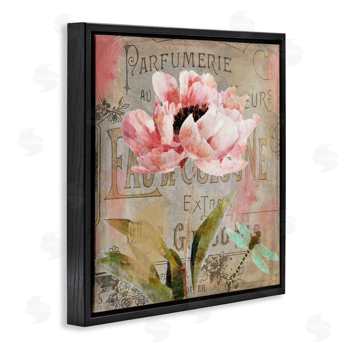 French Vintage Blossom Black Floating Frame Canvas Wall Art, Home Decor by Sasha
