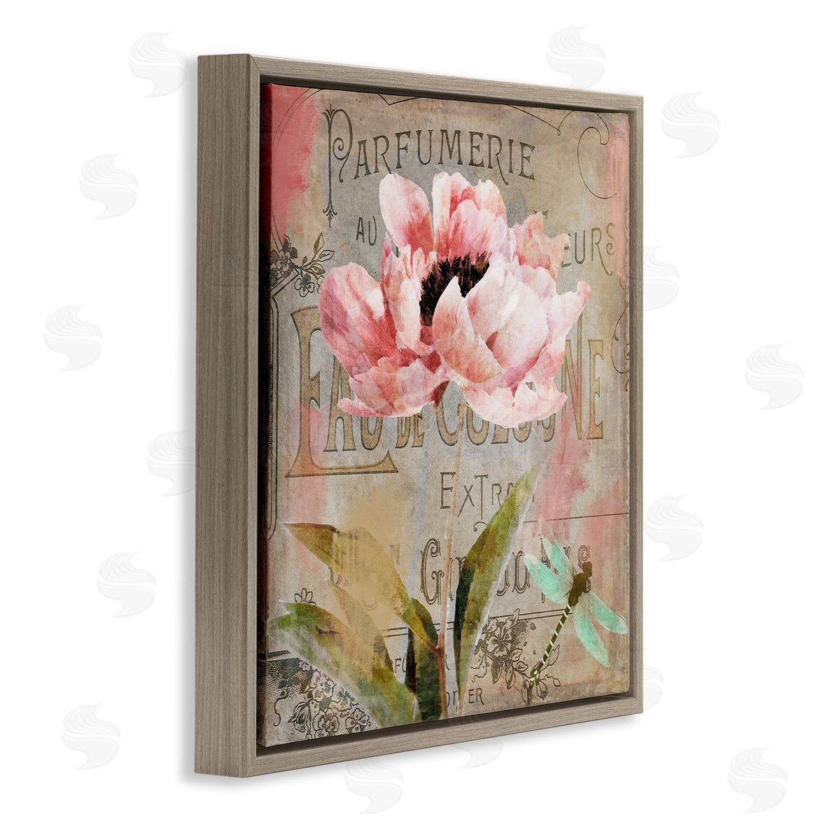 French Vintage Blossom Brown Floating Frame Canvas Wall Art, Home Decor by Sasha