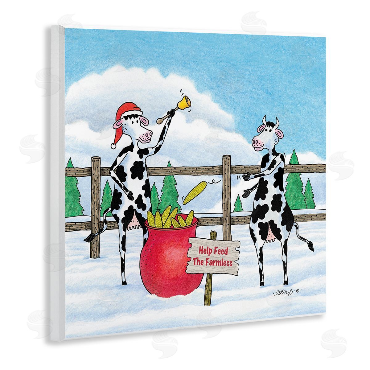 Feed The Farmless Funny Cows Wood Plaque Wall Art, Home Decor by Roger Straub