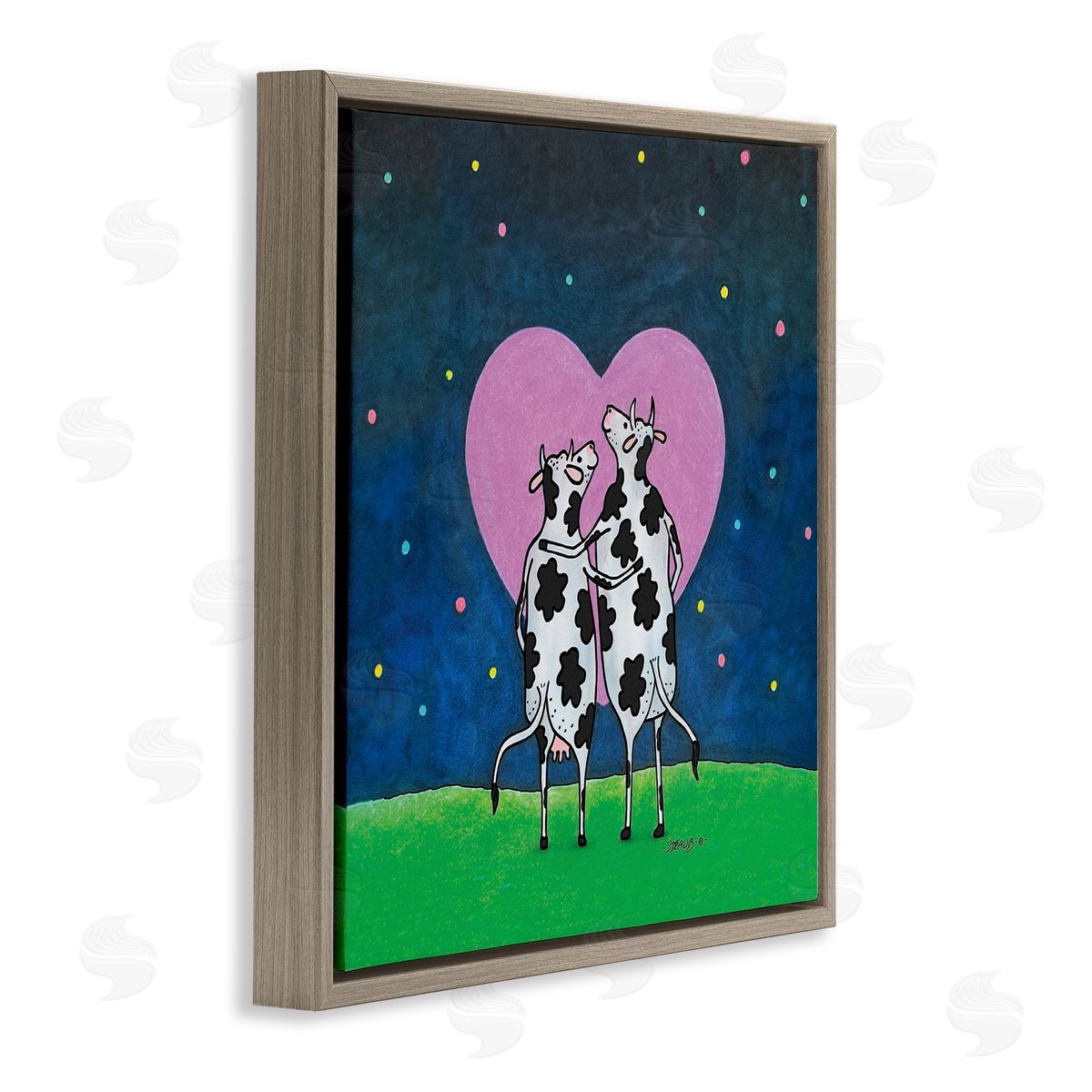 Loving Significant Udder Brown Floating Frame Canvas Wall Art, Home Decor by Roger Straub