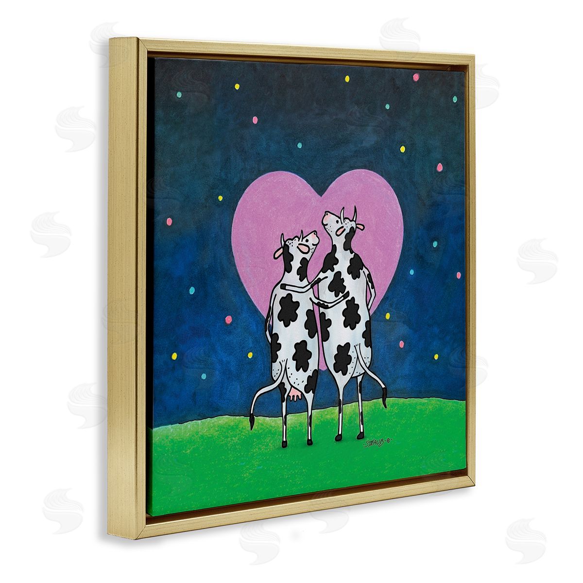 Loving Significant Udder Gold Floating Frame Canvas Wall Art, Home Decor by Roger Straub