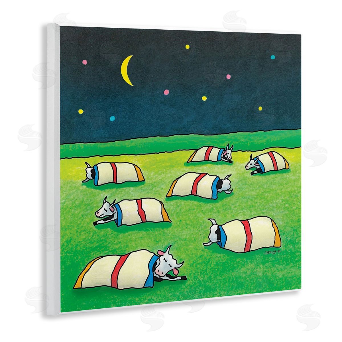 Pasture Cows Bedtime Wood Plaque Wall Art, Home Decor by Roger Straub