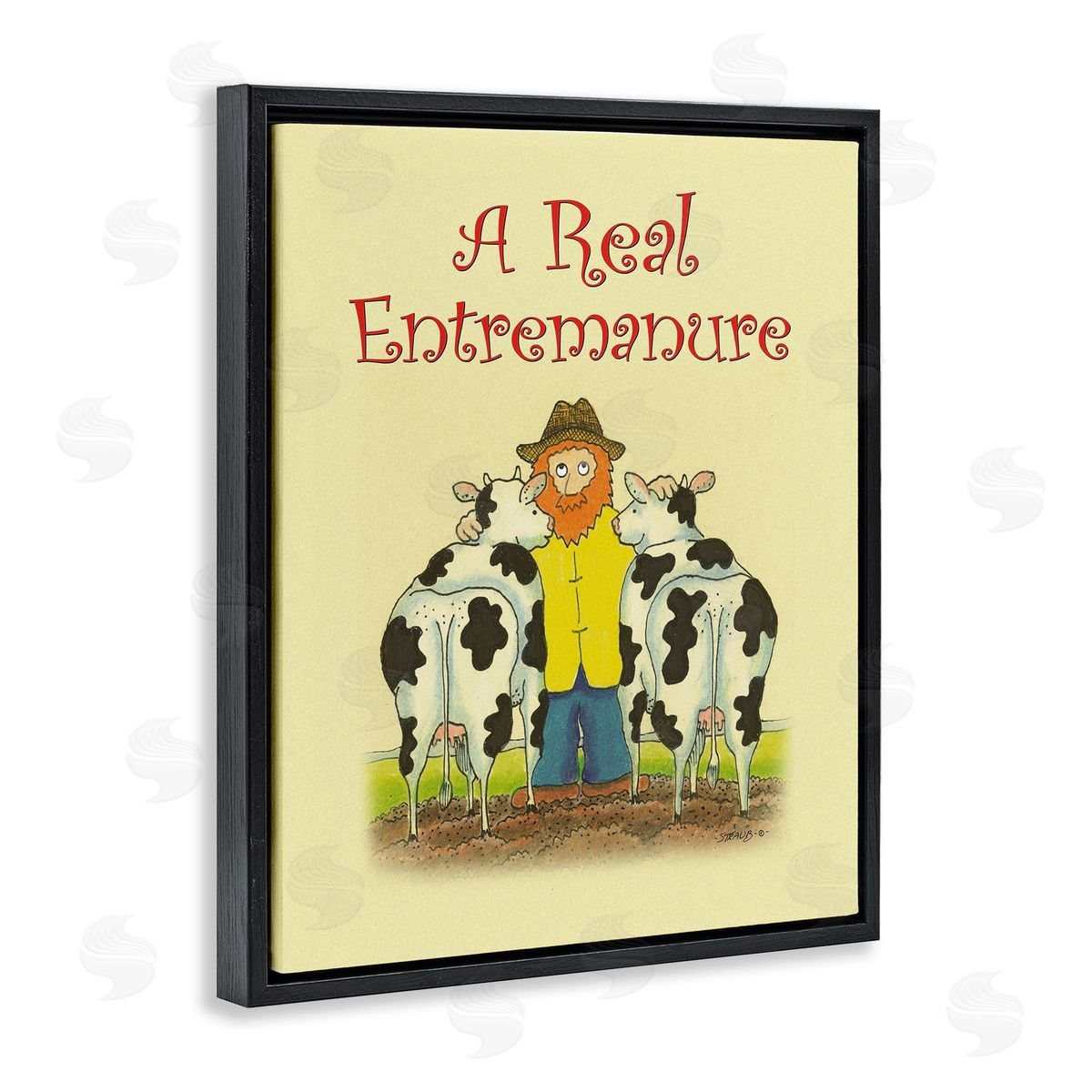 Vintage A Real Entremanure Black Floating Frame Canvas Wall Art, Home Decor by Roger Straub