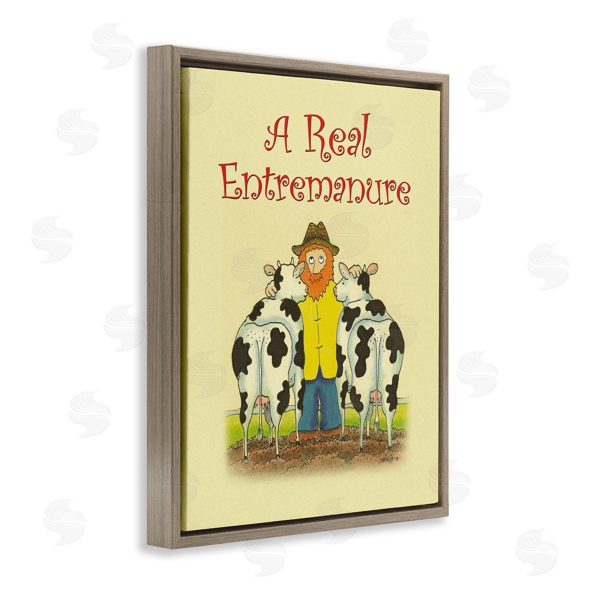 Vintage A Real Entremanure Brown Floating Frame Canvas Wall Art, Home Decor by Roger Straub