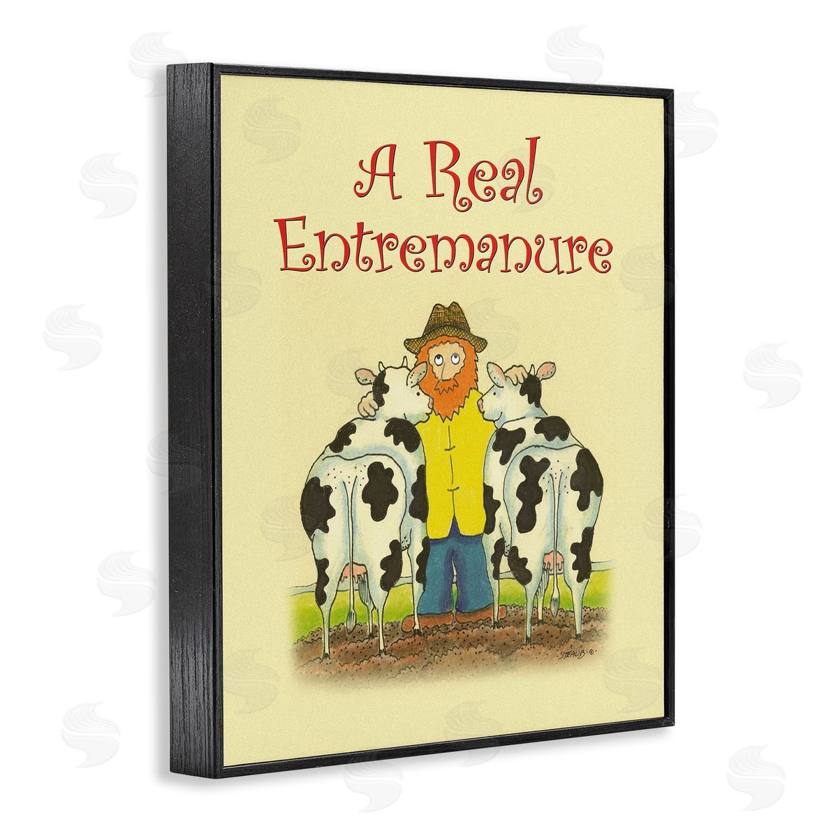 Vintage A Real Entremanure Black Frame Print Wall Art, Home Decor by Roger Straub
