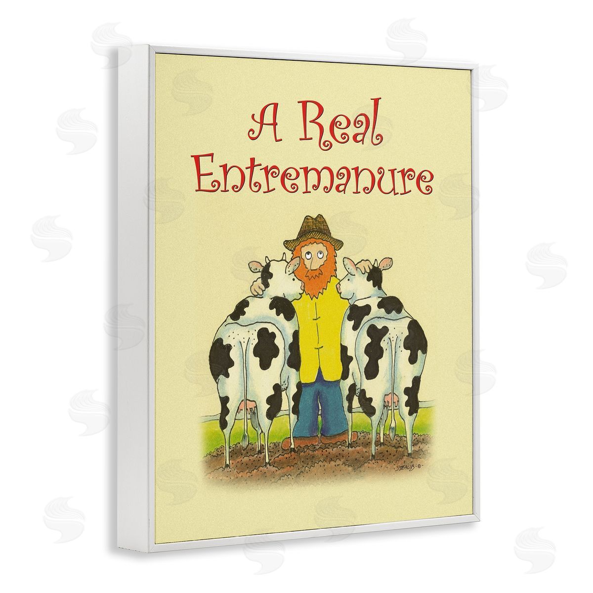 Vintage A Real Entremanure White Frame Print Wall Art, Home Decor by Roger Straub