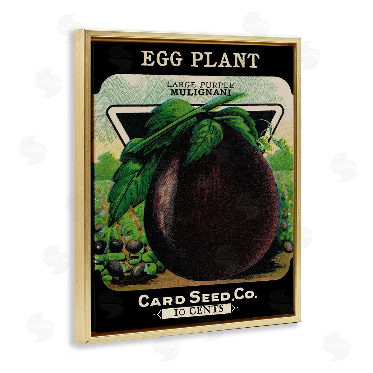 Vintage Garden Eggplant Gold Floating Frame Canvas Wall Art, Home Decor by Stupell Studio