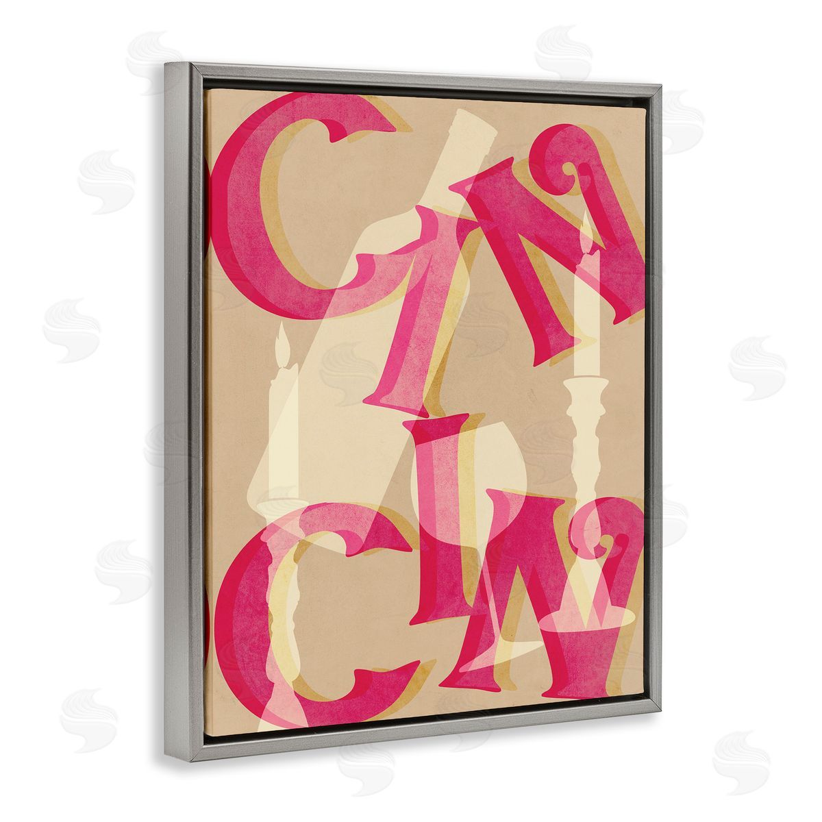 Cheers Wine & Candles Grey Floating Frame Canvas Wall Art, Home Decor by Stupell Studio