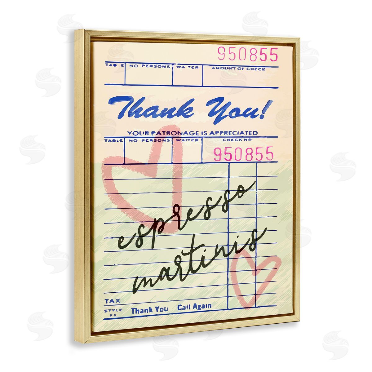 Espresso Martinis Guest Check Gold Floating Frame Canvas Wall Art, Home Decor by Stupell Studio