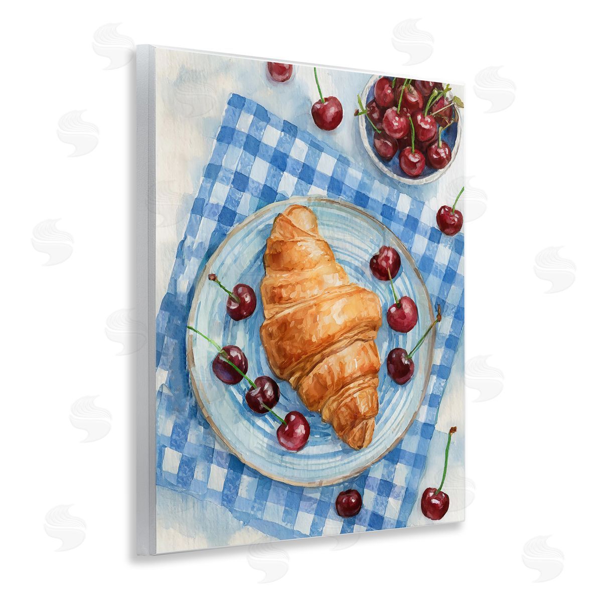 Cherries & Croissant Breakfast Wood Plaque Wall Art, Home Decor by Stupell Studio