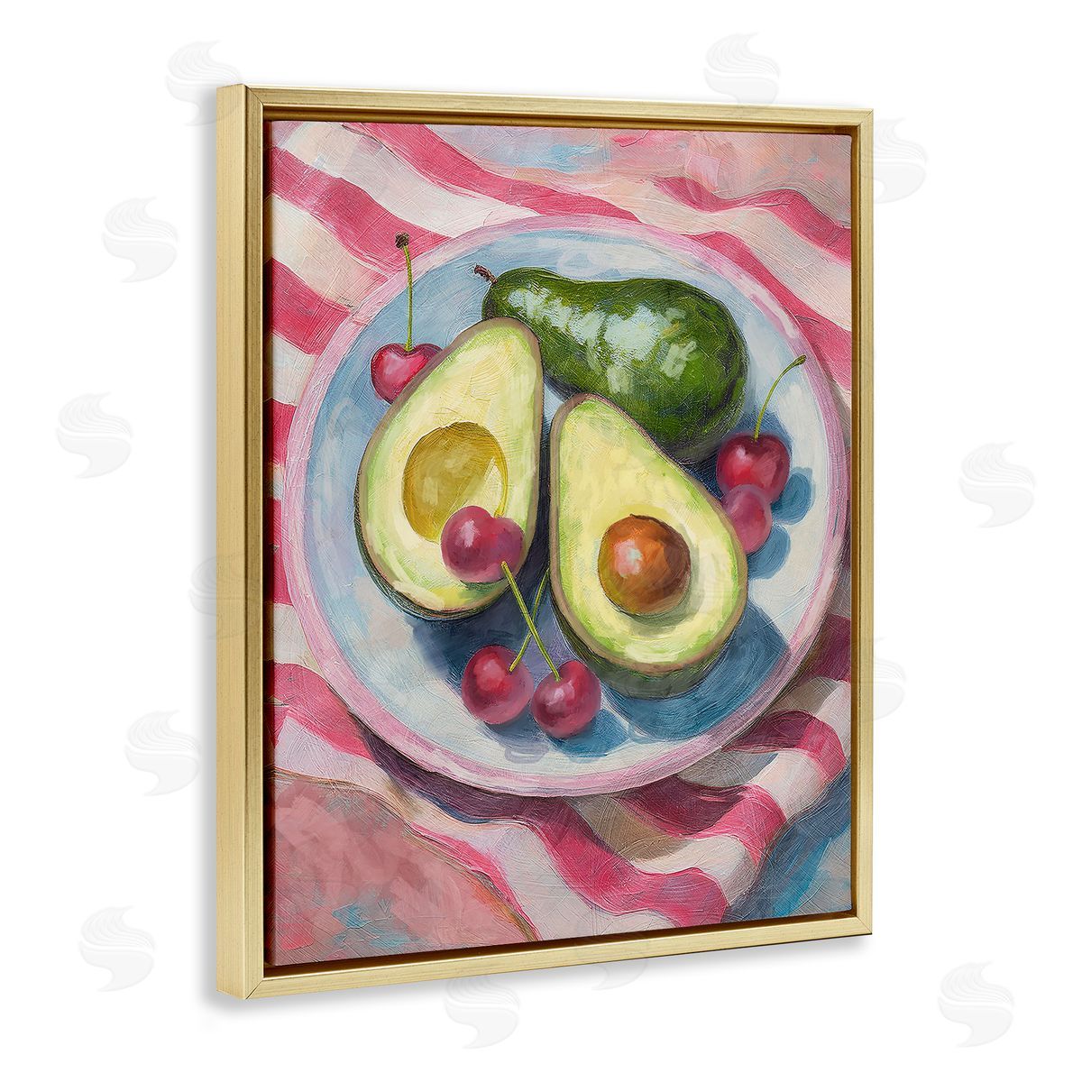 Avocado & Fruits Meal Gold Floating Frame Canvas Wall Art, Home Decor by Stupell Studio