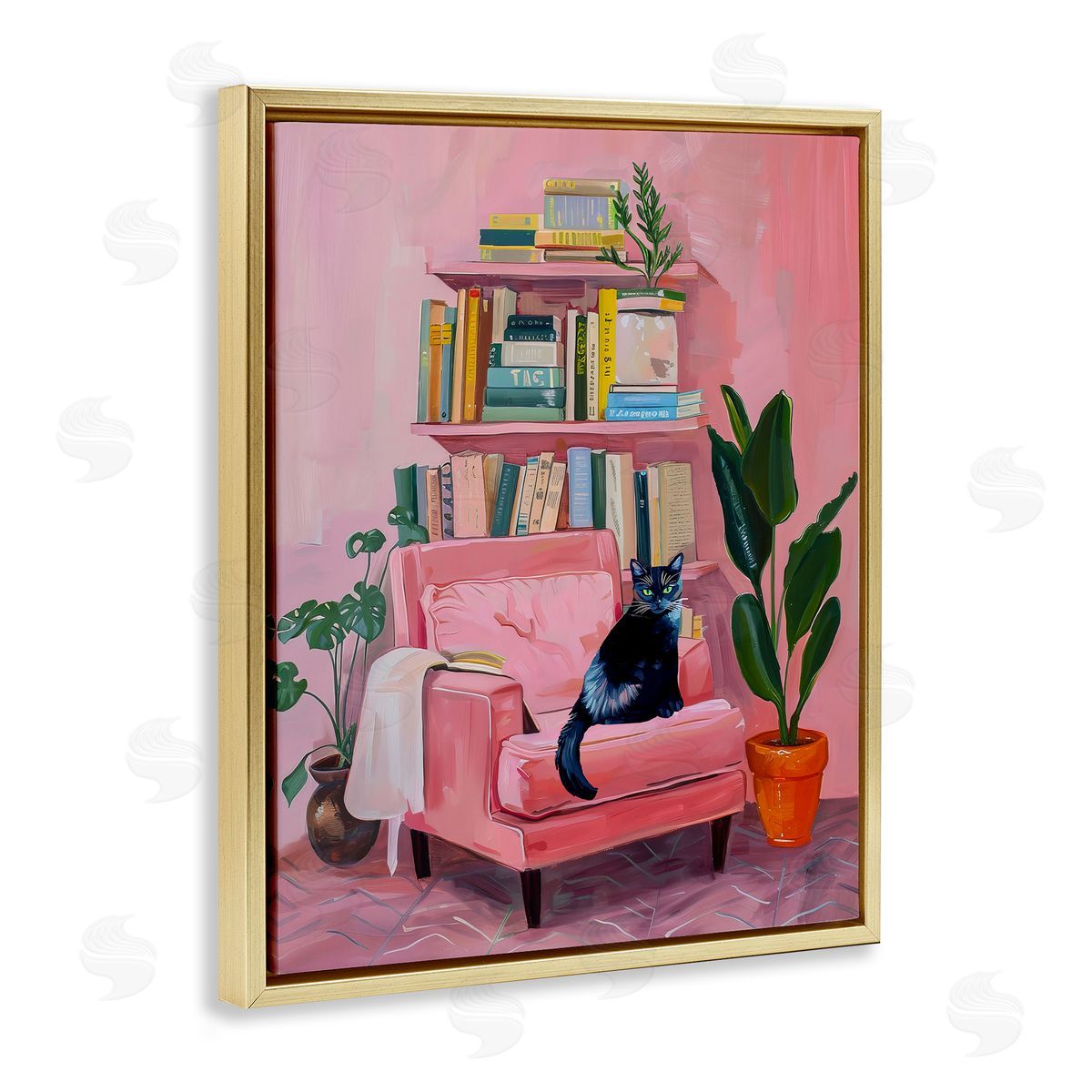 Calm & Cozy Pink Interior Gold Floating Frame Canvas Wall Art, Home Decor by Stupell Studio