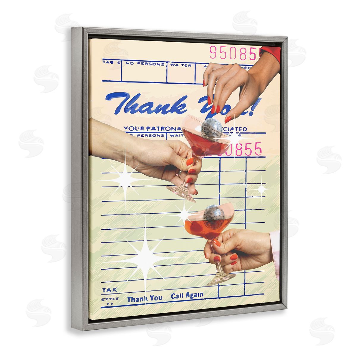 Drink Cheers Restaurant Check Grey Floating Frame Canvas Wall Art, Home Decor by Stupell Studio