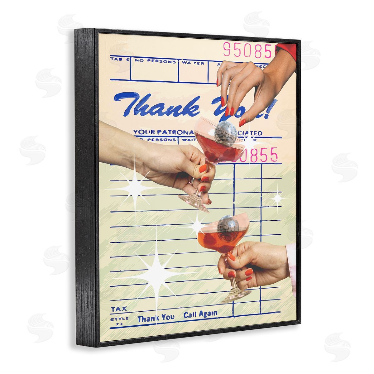 Drink Cheers Restaurant Check Black Frame Print Wall Art, Home Decor by Stupell Studio