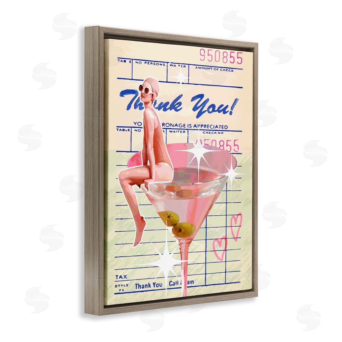 Retro Vintage Restaurant Check Brown Floating Frame Canvas Wall Art, Home Decor by Stupell Studio
