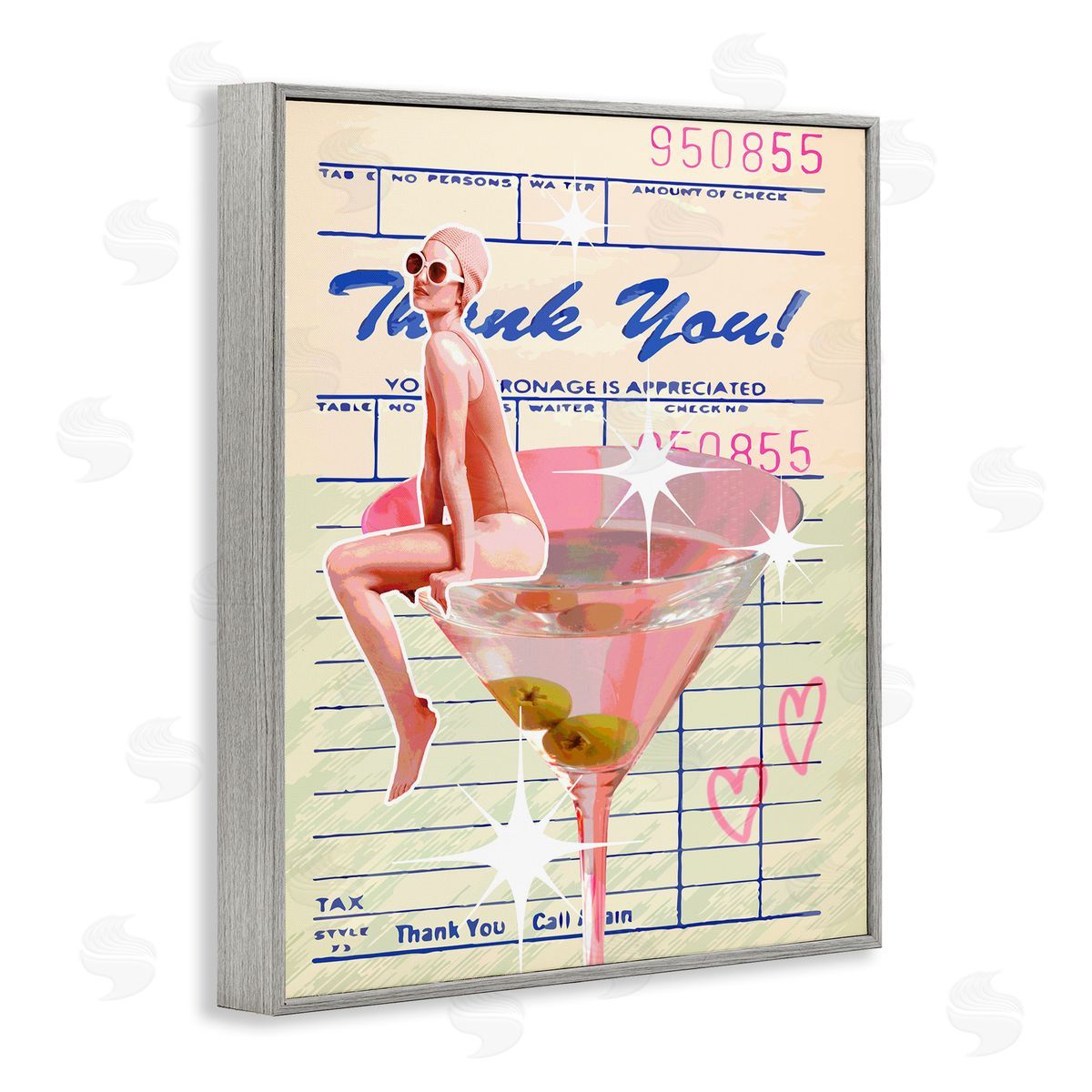 Retro Vintage Restaurant Check Grey Frame Print Wall Art, Home Decor by Stupell Studio