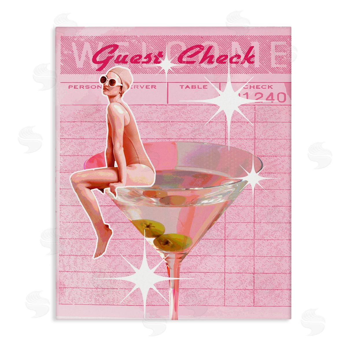 Retro Restaurant Check Cocktail Canvas Wall Art, Home Decor by Stupell Studio