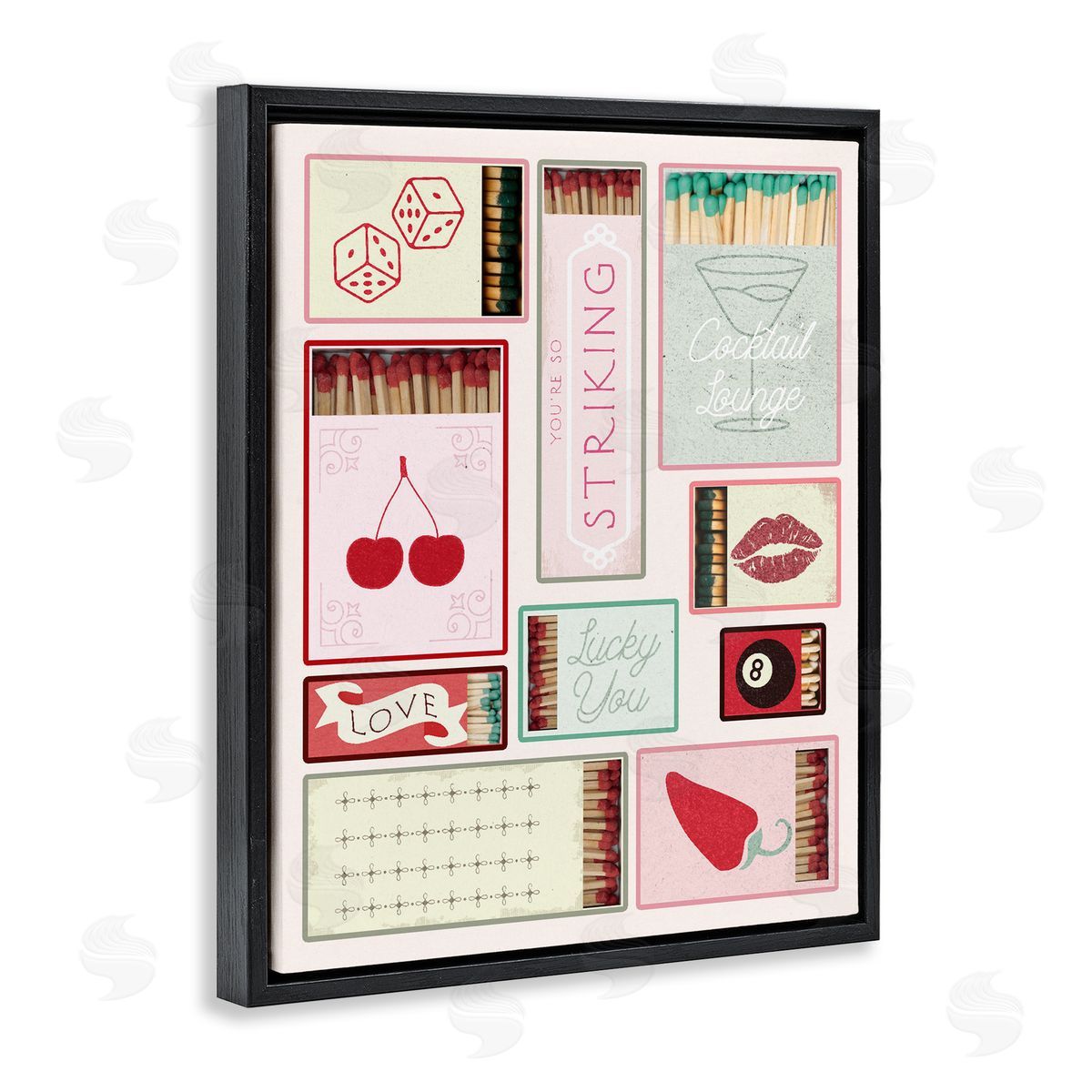Trendy Glam Matchboxes Black Floating Frame Canvas Wall Art, Home Decor by Stupell Studio