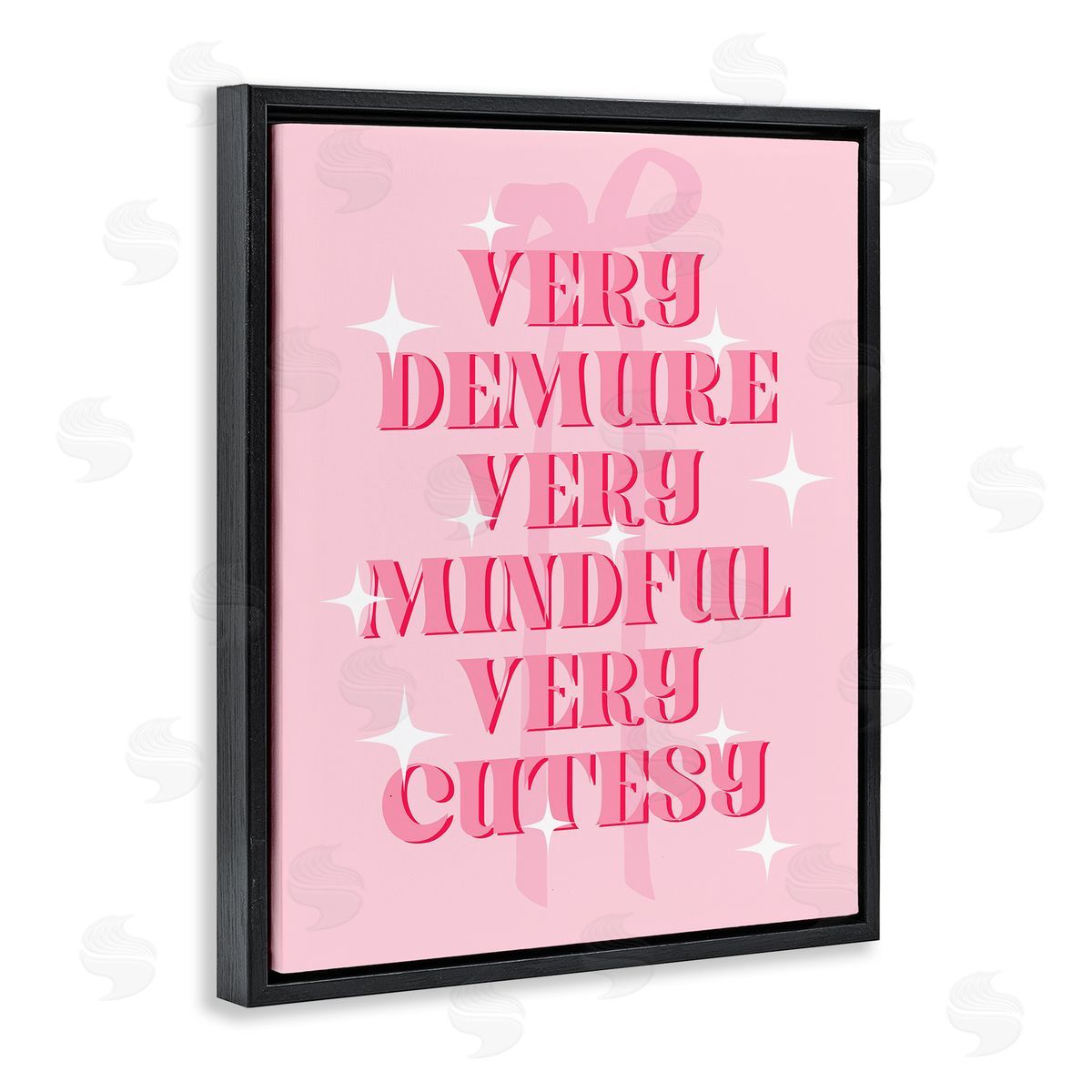 Pink Demure Mindful & Cutesy Black Floating Frame Canvas Wall Art, Home Decor by Stupell Studio