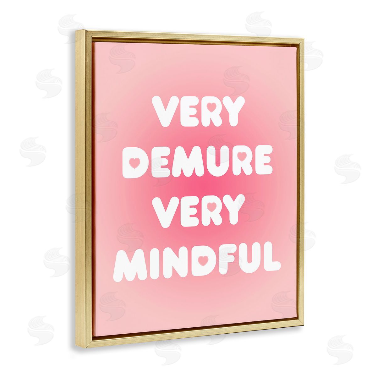 Trendy Pink Demure & Mindful Gold Floating Frame Canvas Wall Art, Home Decor by Stupell Studio