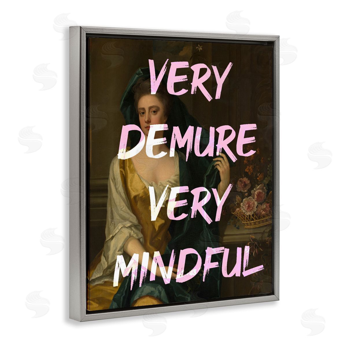 Very Demure & Mindful Classic Grey Floating Frame Canvas Wall Art, Home Decor by Stupell Studio